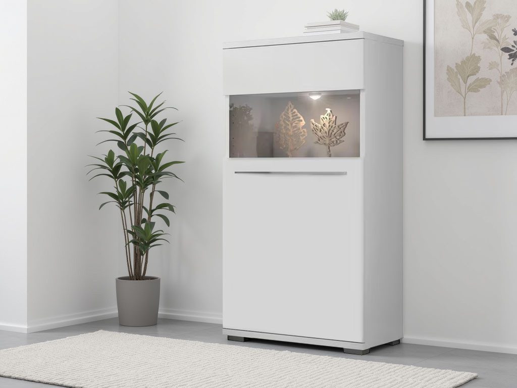 OTTO home Highboard Piano Vitrine (H/B/T): 123/60/40,2cm), UV lackiert, Soft-Close Funktion