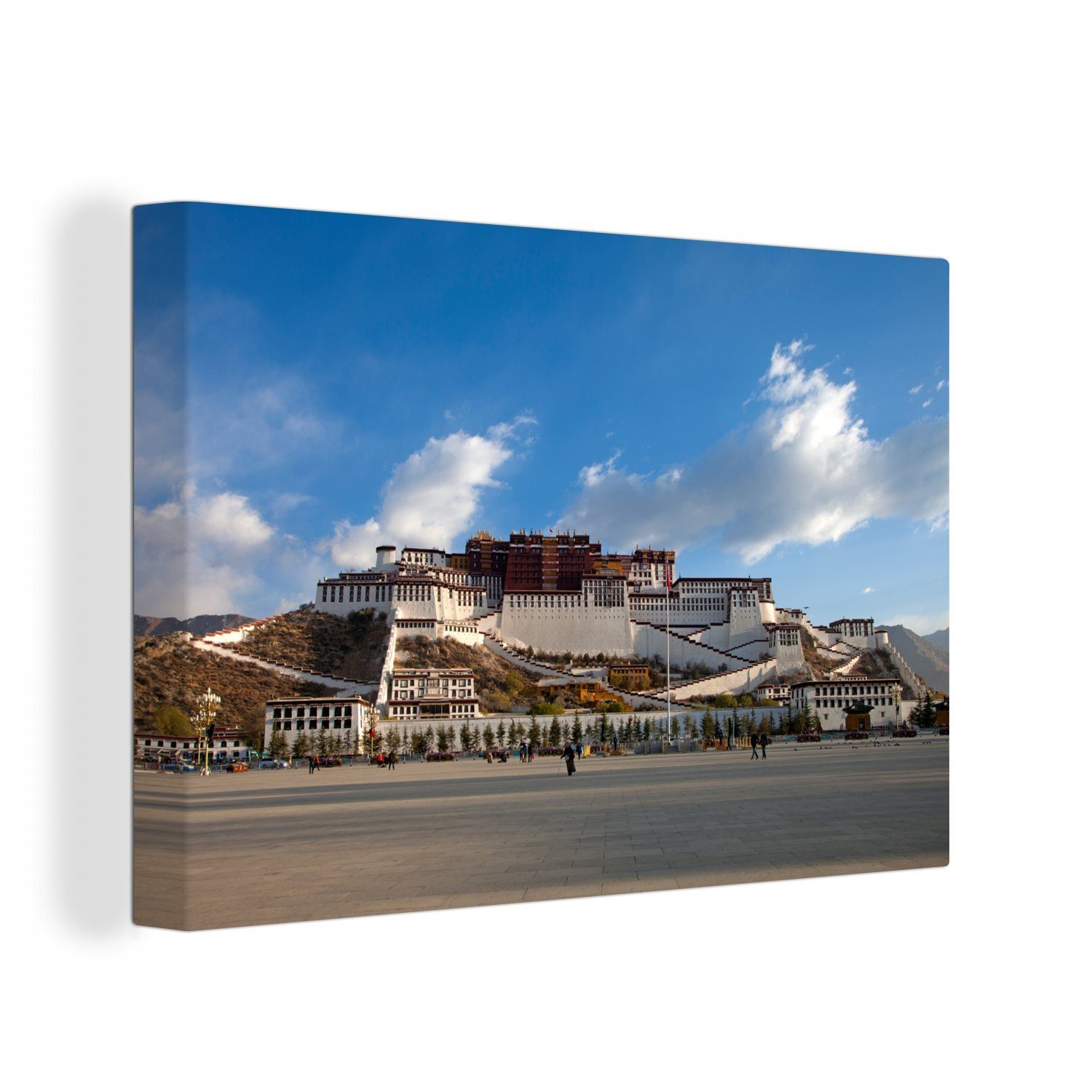 OneMillionCanvasses® Leinwandbild Potala-Palast Himmel über dem in Blauer (1 Leinwandbilder, St), Wanddeko, Wandbild China, 30x20 Aufhängefertig, cm