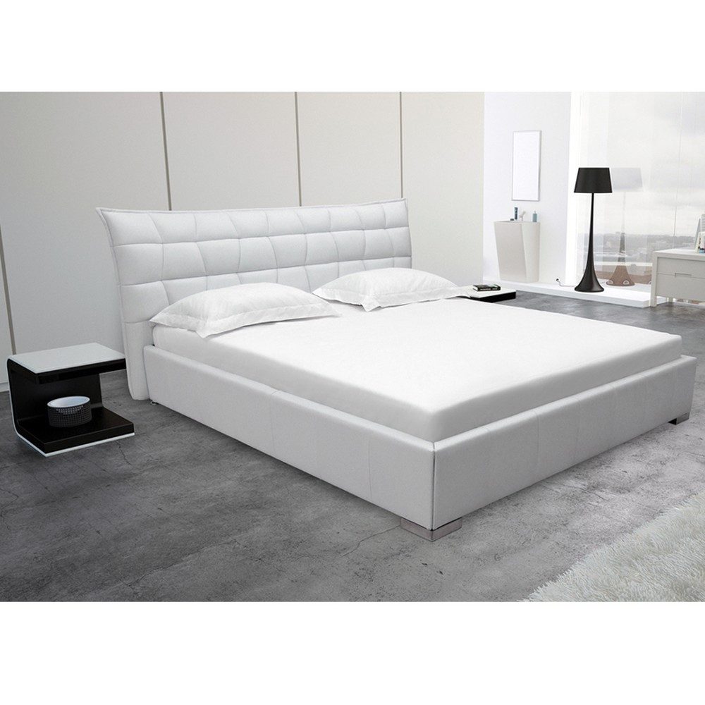 Xlmoebel Polsterbett Luxuriöses Lederbett für modernes Schlafzimmerdesign (Polsterbett, 1-tlg., Kunstlederbett Weiß), Made in Europa