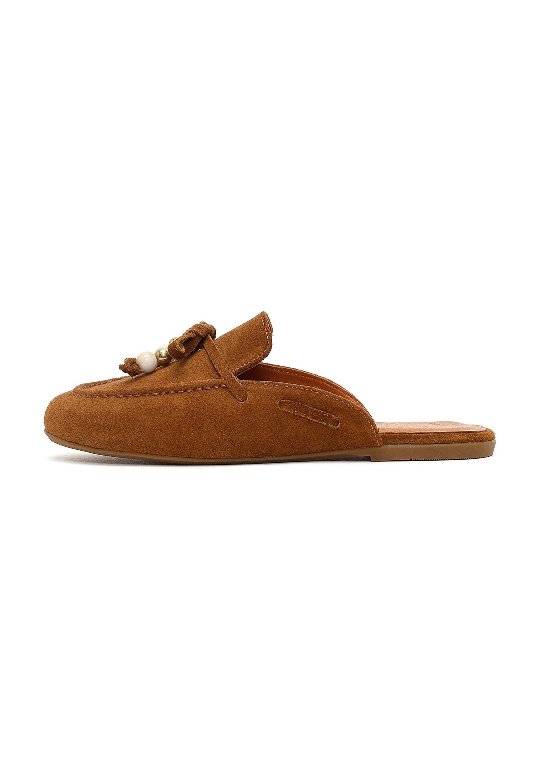 Derimod Loafer-Mules aus Veloursleder Mules Echtes Wildleder, Lederfutter, TPU-Sohle, Slip-on-Stil