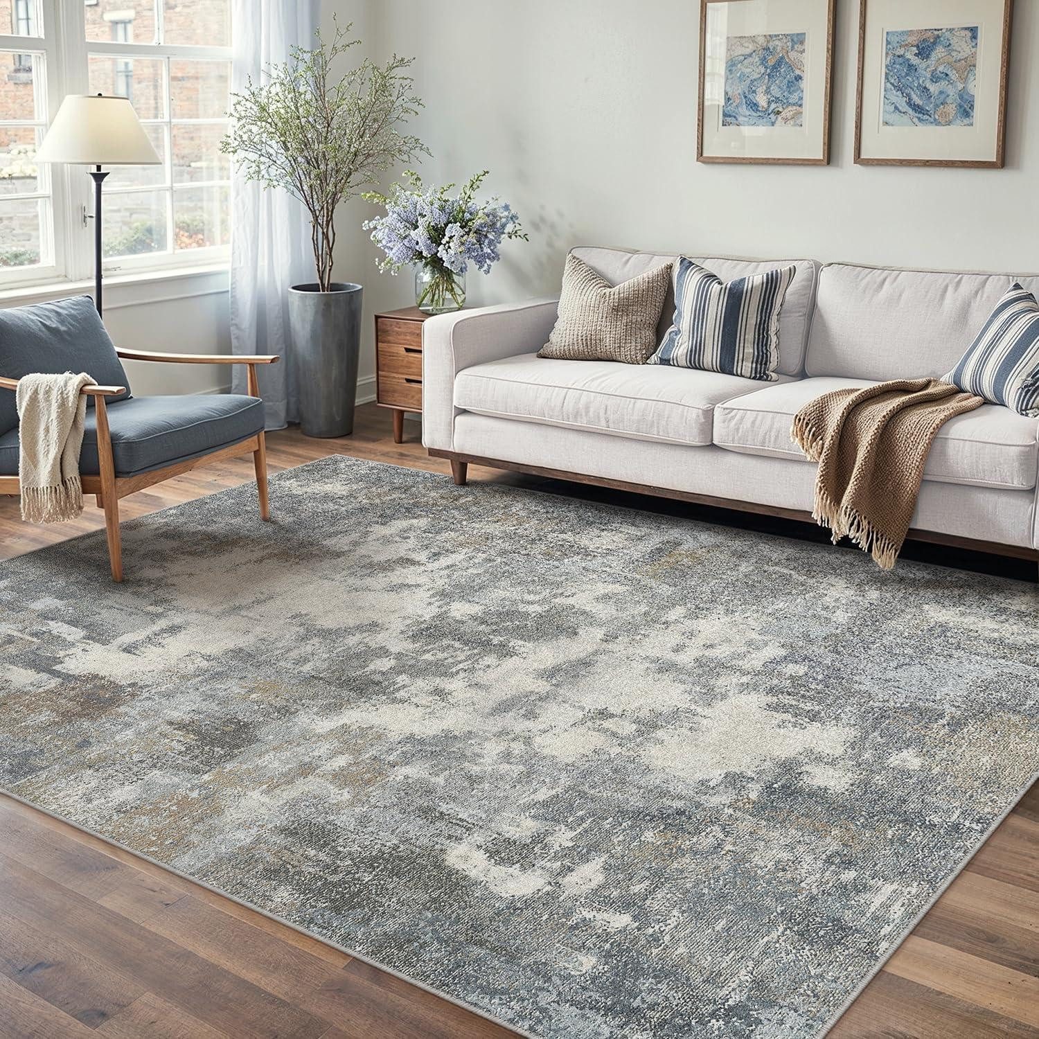 LuxusKollektion Teppich Abstraktes Teppich Blau-Grau 160x230cm