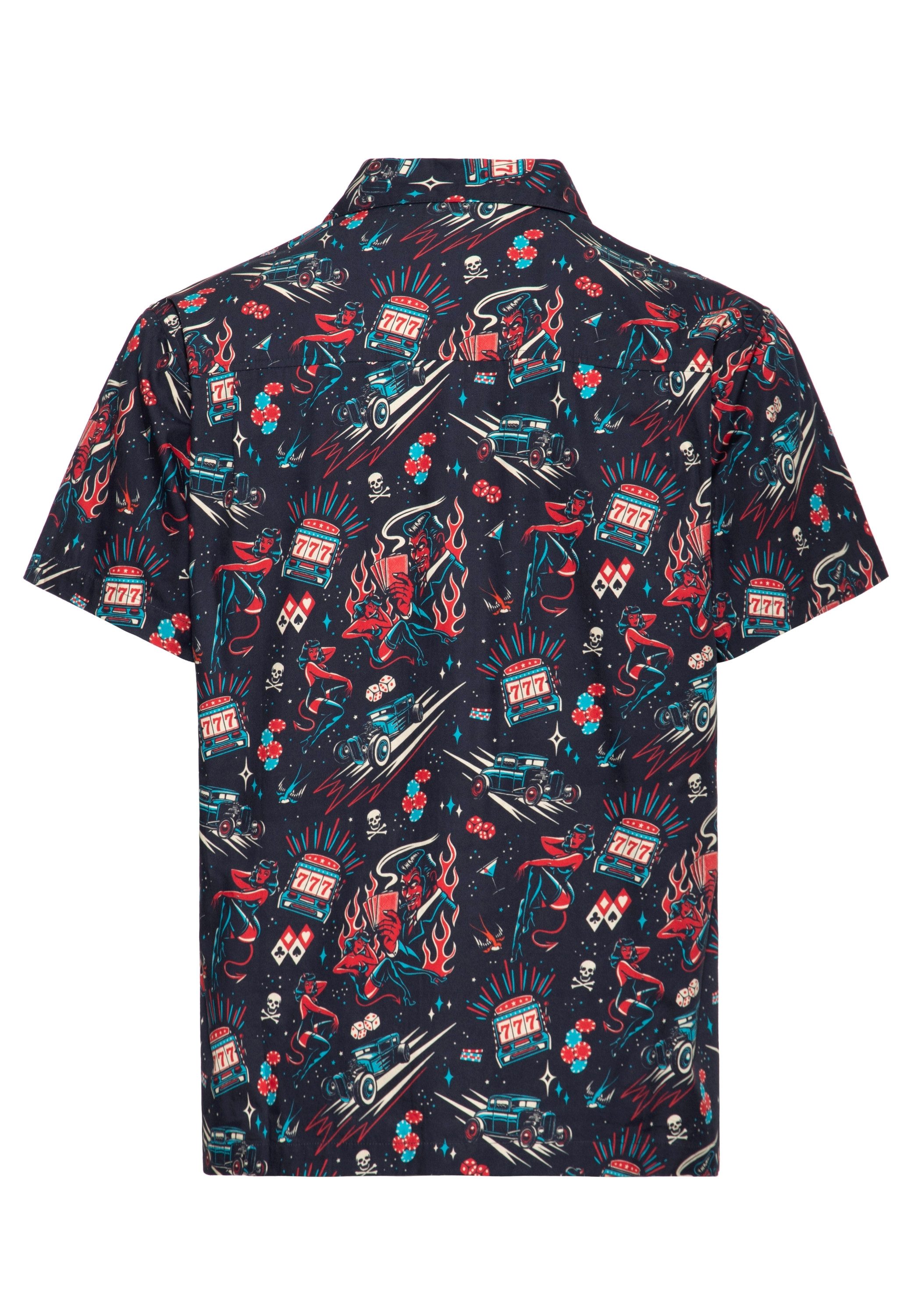 KingKerosin Kurzarmhemd Rockabilly Devil mit Allover-Artwork-Print günstig online kaufen