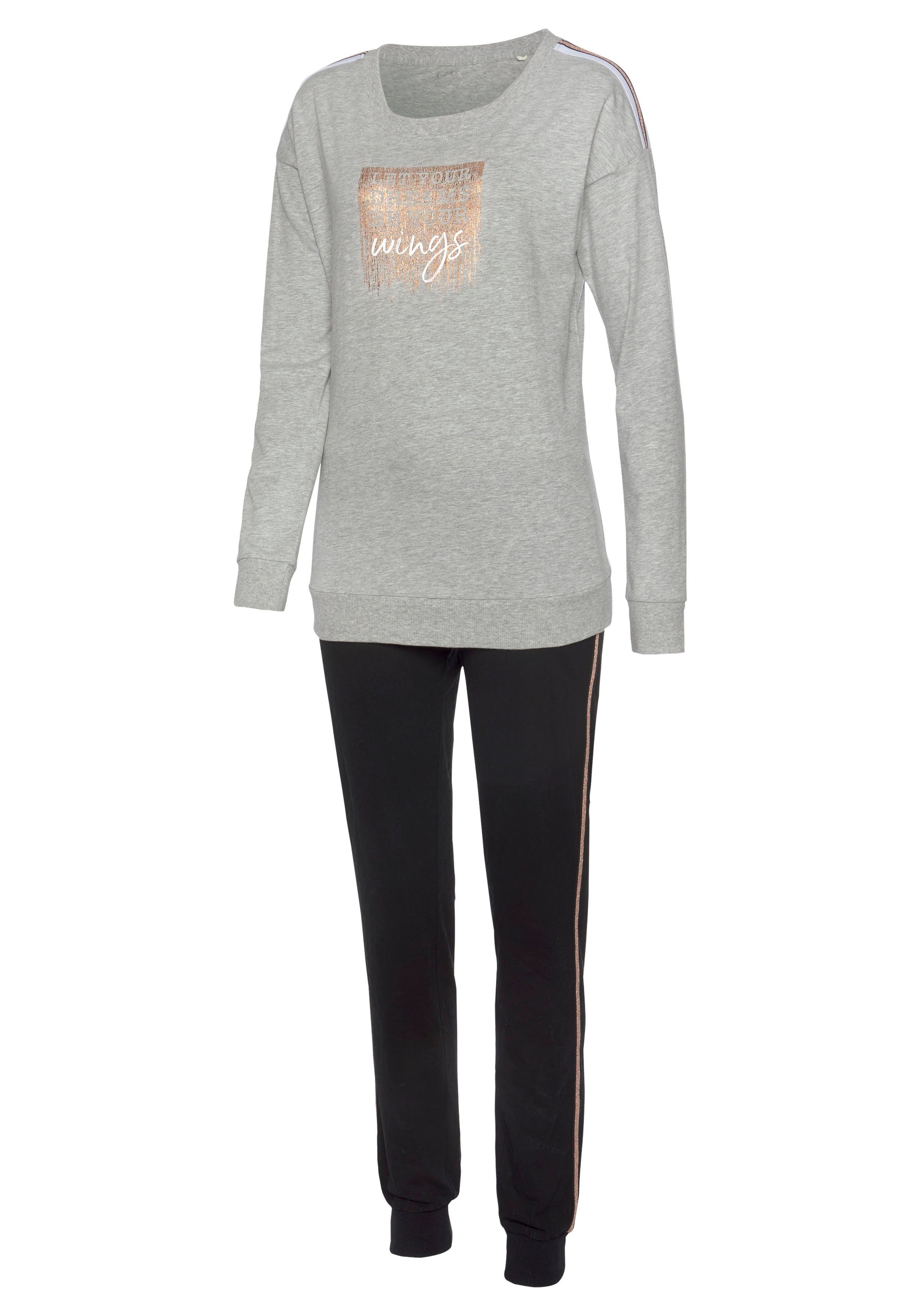 Vivance Dreams by Lascana Pyjama (Set, 2 tlg) mit kontrastfarbenen Tape Details – Bild 5 von 5