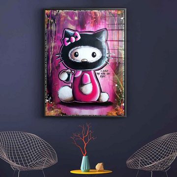 DOTCOMCANVAS® Acrylglasbild Hello Graffiti Kitty - Acrylglas, Acrylglasbild Hello Graffiti Kitty Pop Art Painting Wandbild pink