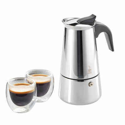 GEFU Kaffeebereiter Espresso-Set Emilio 3-tlg., mit 2 Espressogläsern