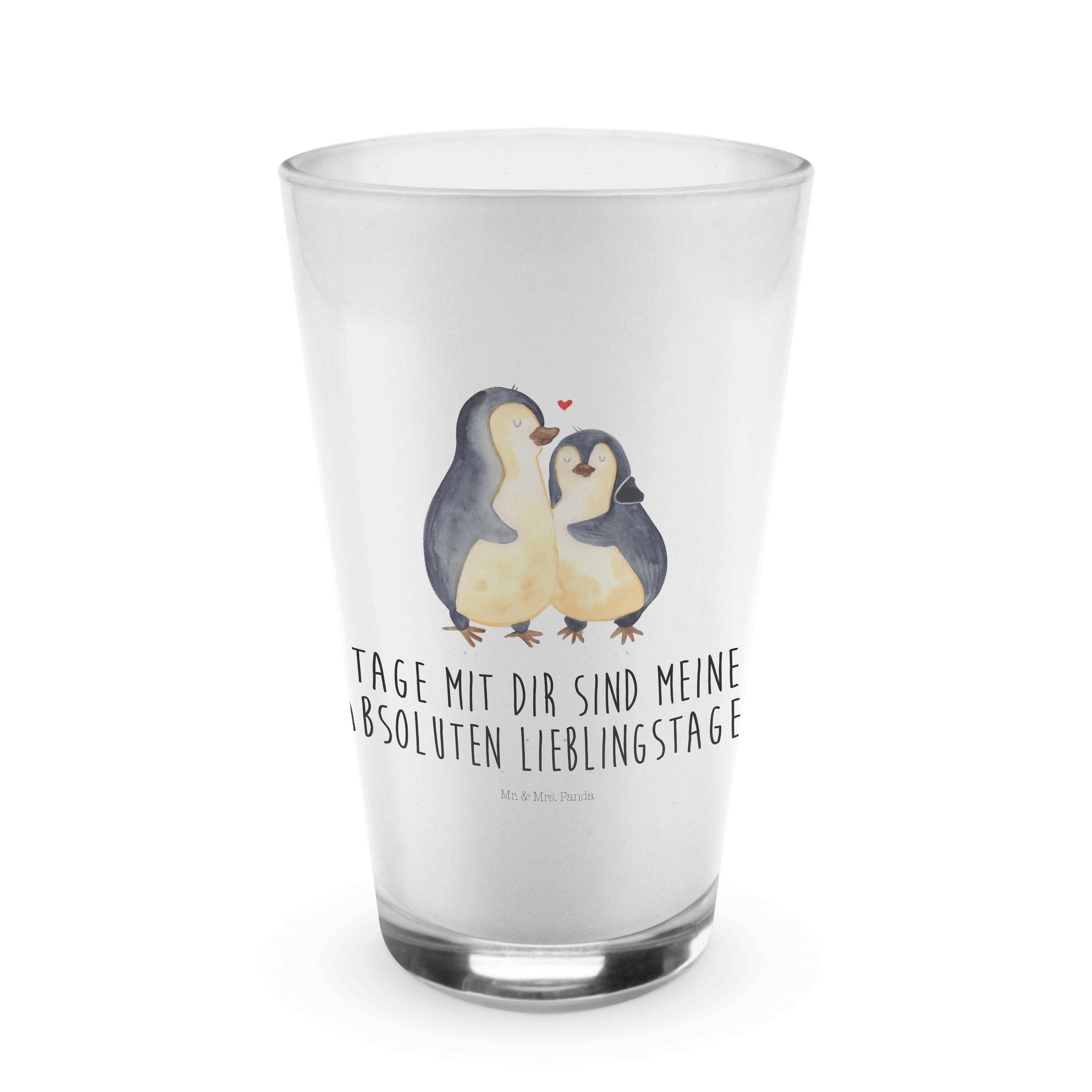 Glas - Pinguin verliebt, Premium Panda L, Transparent Glas Glas, umarmend Mr. & - Geschenk, Mrs. Umarmung