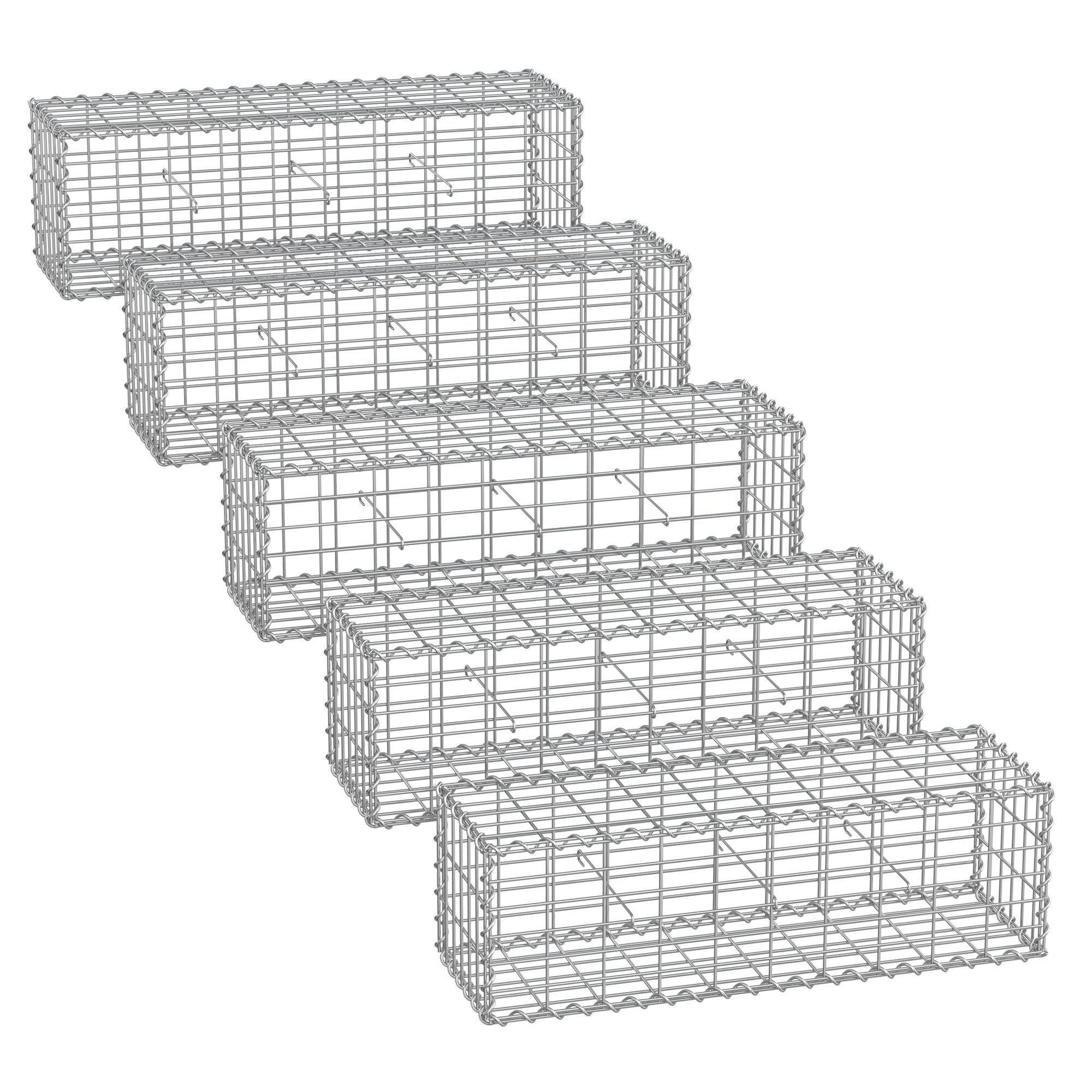 SONGMICS Gartenzaun Gabione, (5-St), Gabionenkorb, Metall-Steinkorb, günstig online kaufen