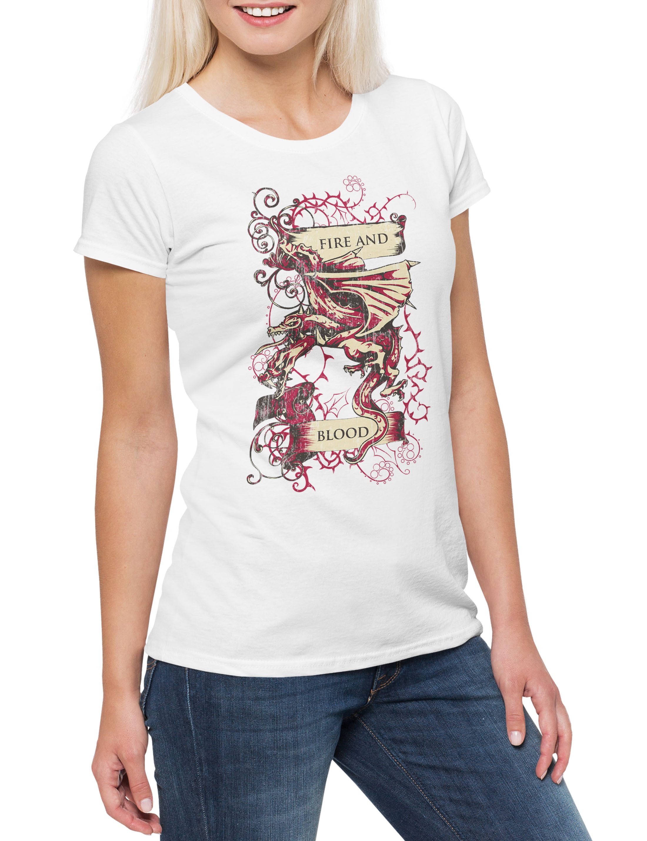 Print-Shirt Fire And Blood Damen T-Shirt Game Winter Of Symbol Thrones Is Coming