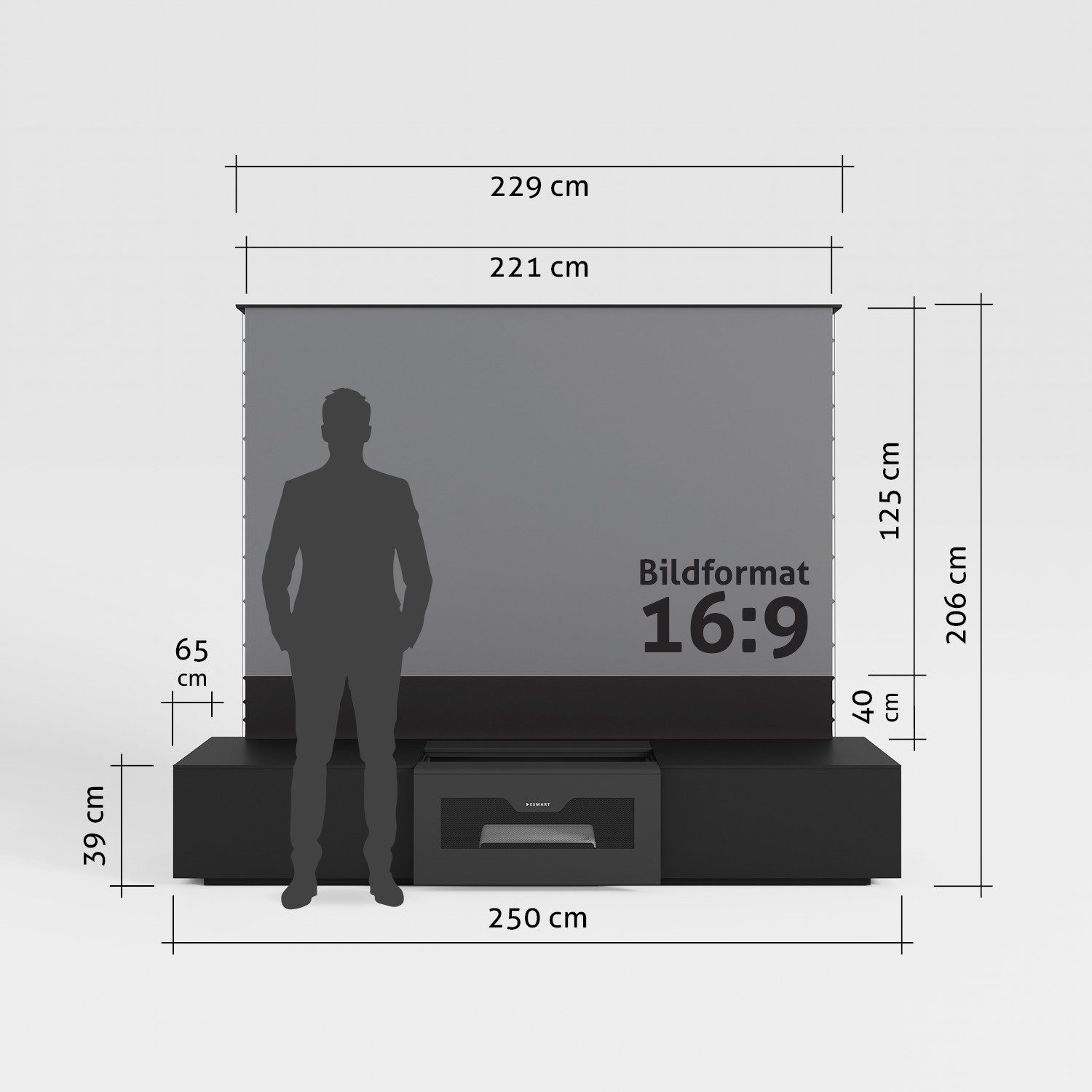 ESMART Expert FSXL Lowboard Motorleinwand