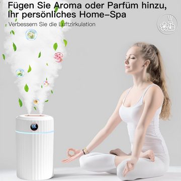 DOPWii Luftbefeuchter Luftbefeuchter für Schlafzimmer, 2-Liter-Luftbefeuchter mit zwei Düsen, und Digitalanzeige, extrem leise mit einstellbarem Nebel für Zuhause