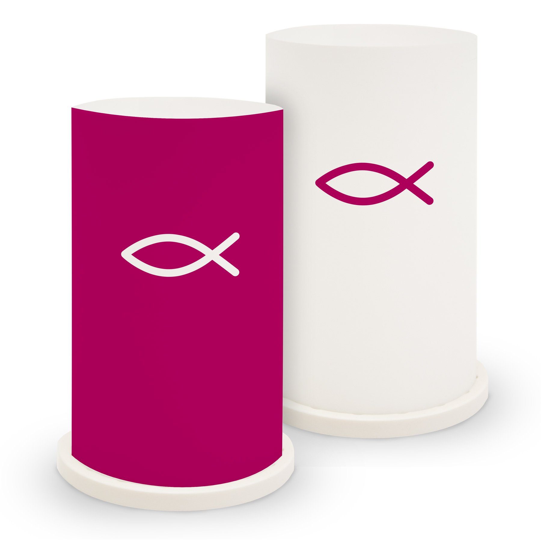 itenga Windlicht itenga Windlicht "Fisch pink" für Kommunion Konfirmation Taufe 2er Set