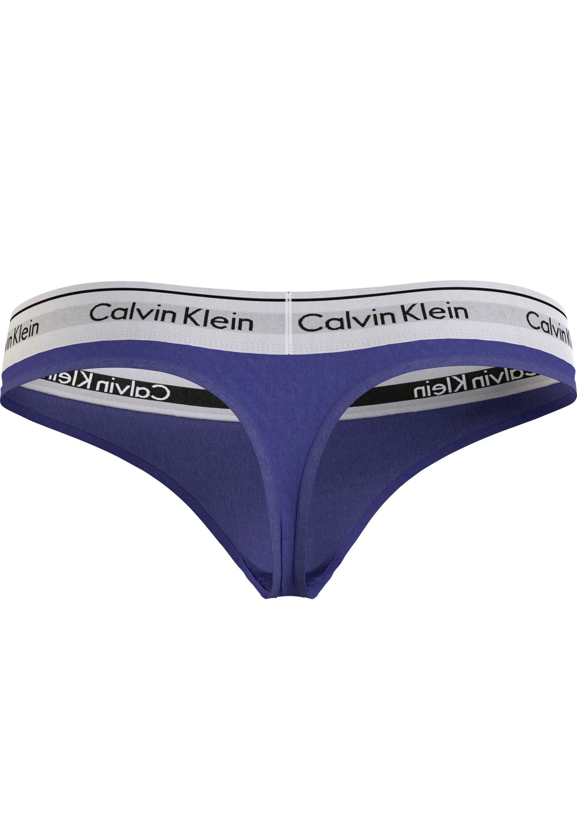 Klein Calvin mit blau Underwear THONG String Logoschriftzug