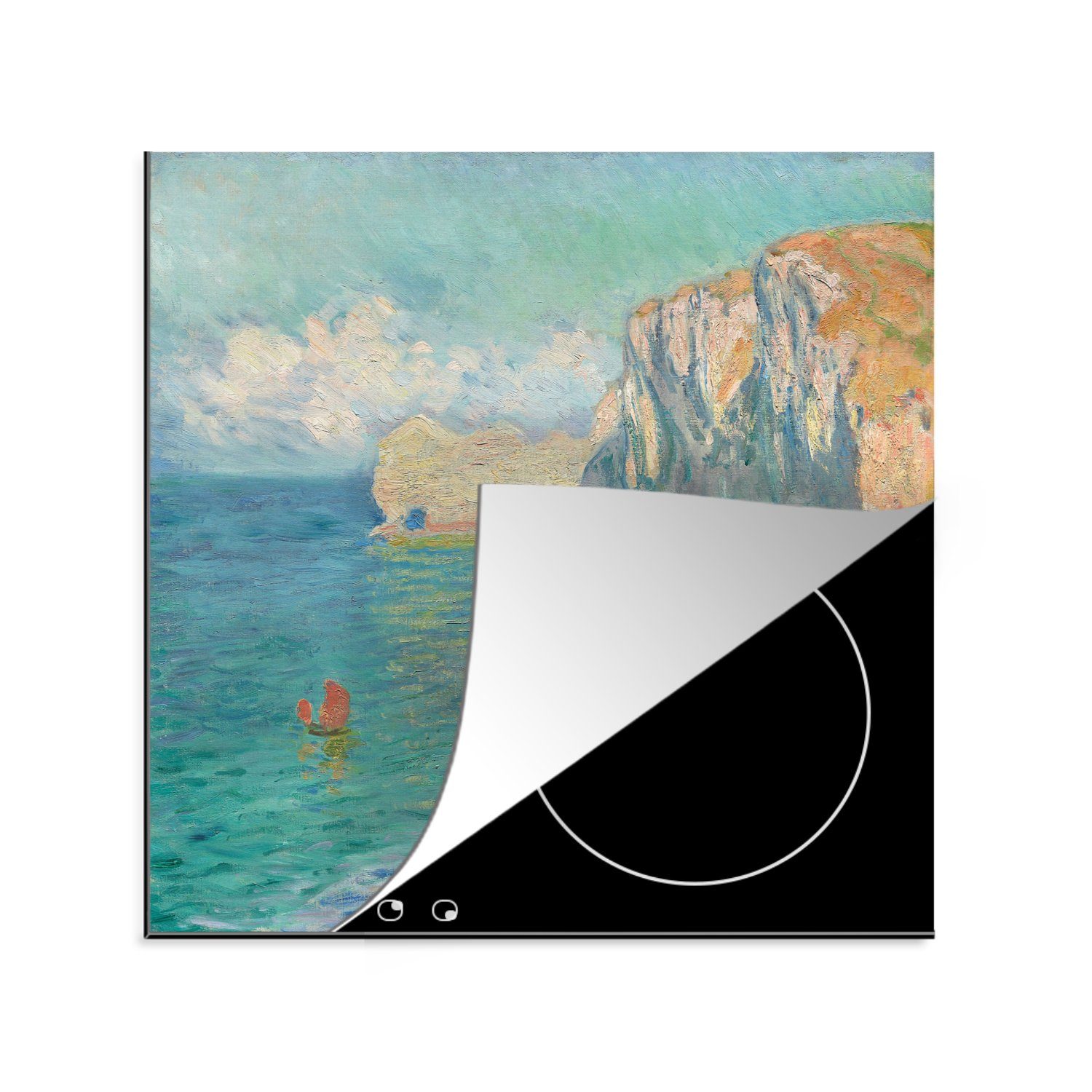 MuchoWow Herdblende-/Abdeckplatte Der Strand tlg), Ceranfeldabdeckung, die von 78x78 Monet, Claude küche und Arbeitsplatte - Gemälde (1 Falaise d'Amont Vinyl, für cm