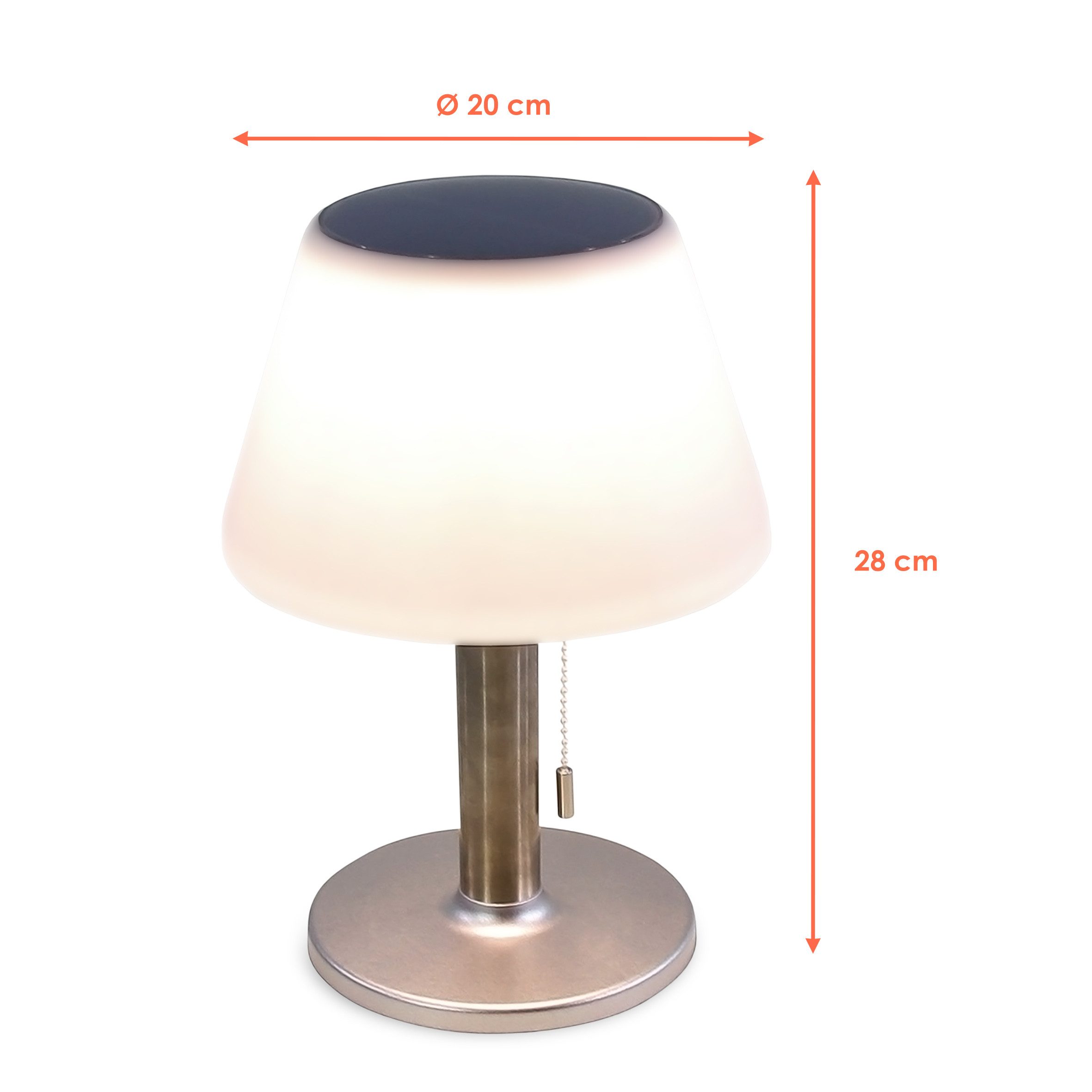 Spetebo LED Solarleuchte Solar Tischlampe warmweiß 27 cm - LED Gartenleuchte, Solar betrieben, LED fest integriert, warm weiß, 3 Helligkeitsstufen