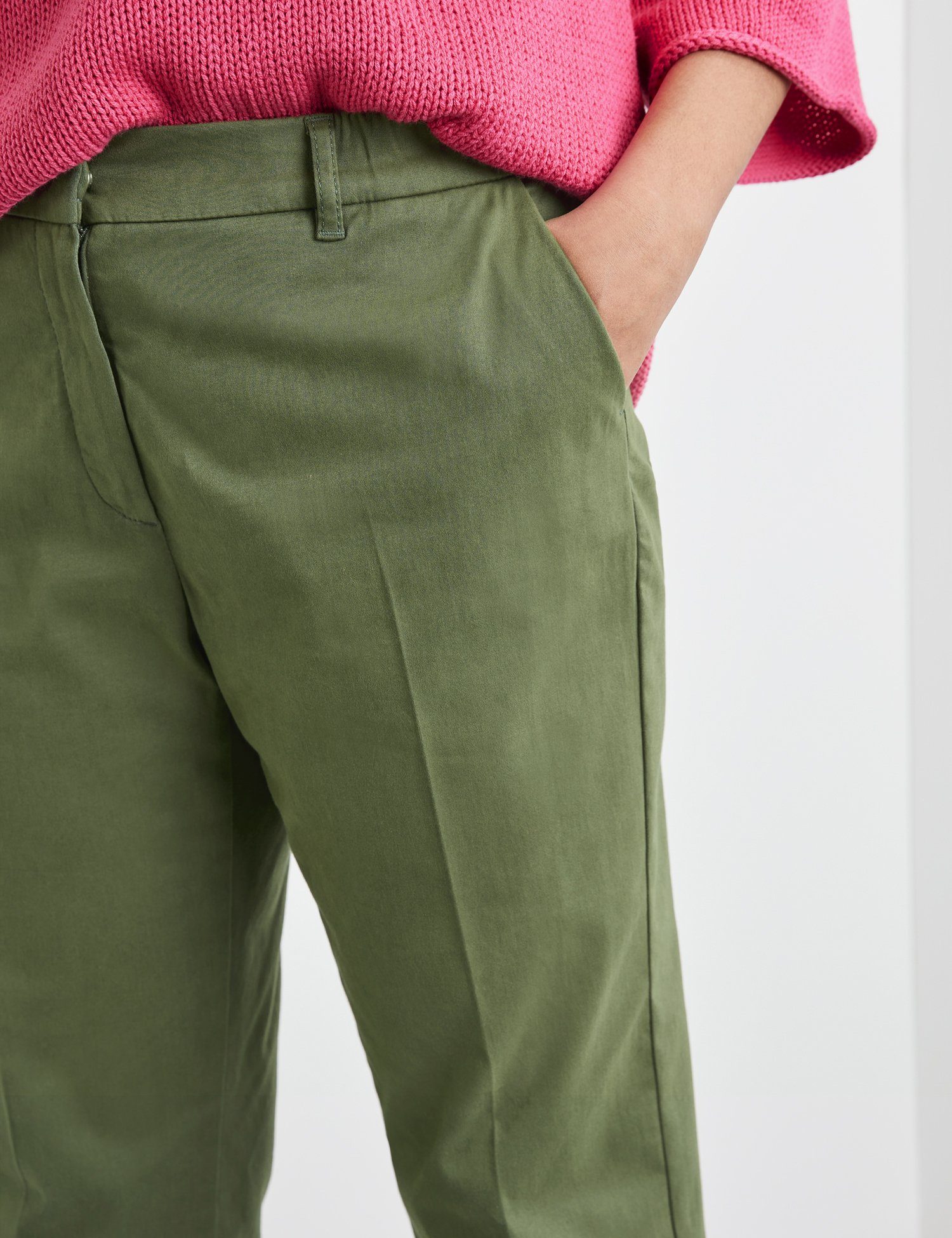 Stoffhose elastischer Leek Green Baumwolle aus Greta Hose Samoon