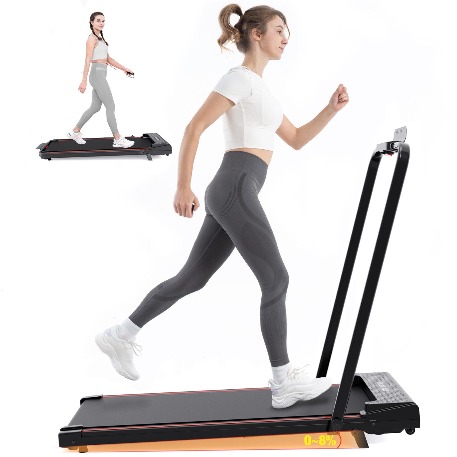 CITYSPORTS Laufband ZX1/2 Laufbander 440w für zu Hause, Walking/Jogging Pad,Max 6 km/h, integrierte transportrollen, mini- Laufband für Büro und Zuhause