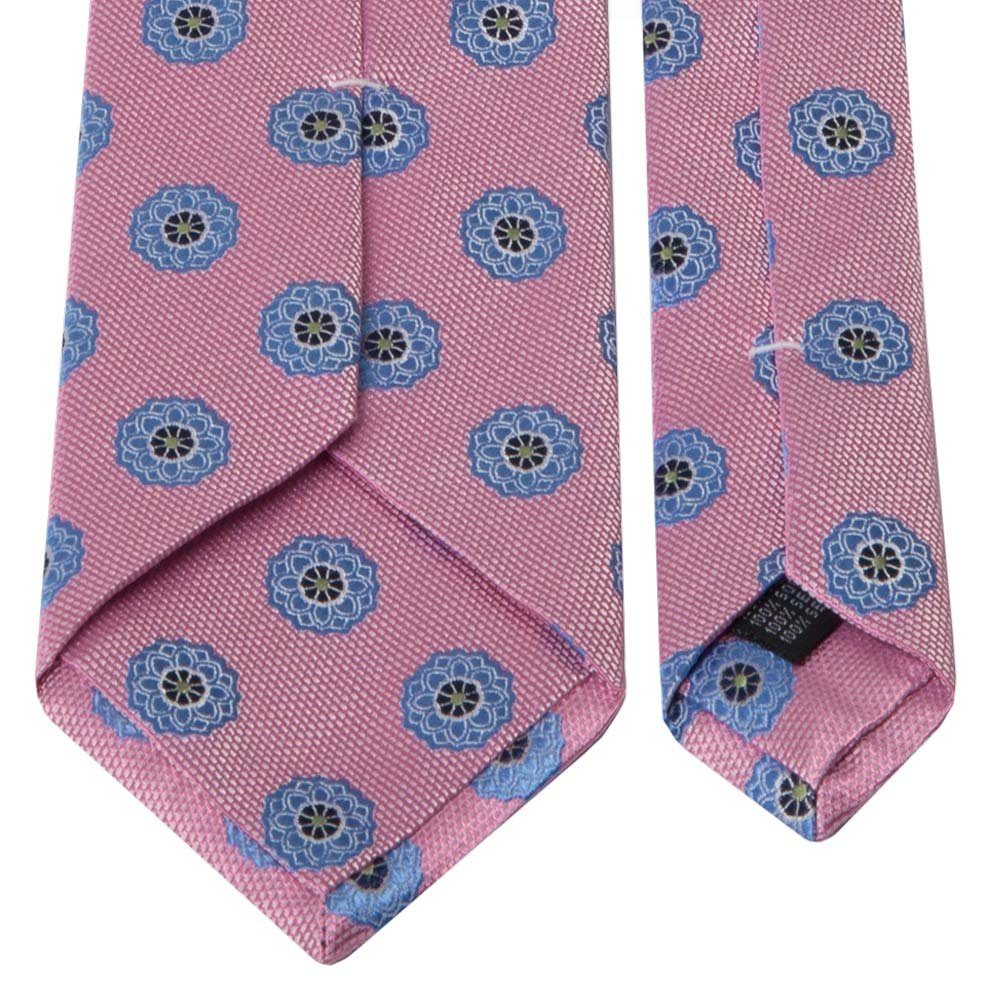 Krawatte cm) Rosa (8 Seiden-Jacquard Breit Krawatte Blüten-Muster BGENTS mit
