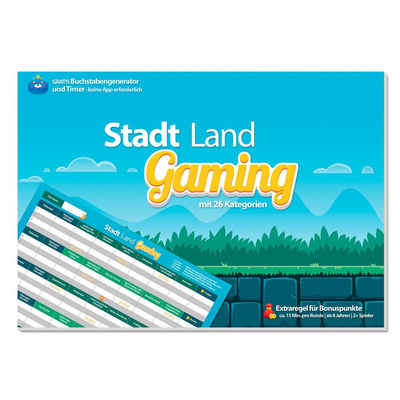 Der Krämer Spiel, Familienspiel »Stadt Land Gaming (DIN A4), Spielblock, Partyspiel«