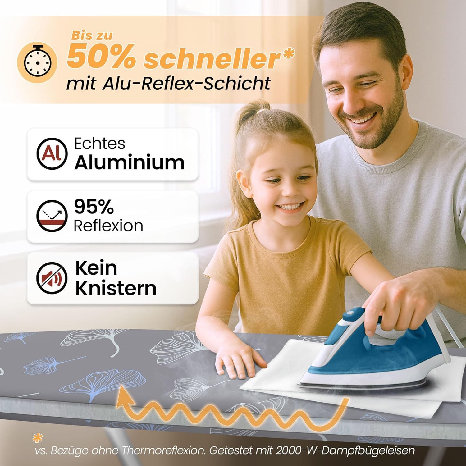 Arteneur Bügelbrettbezug, Made in Germany, OEKOTEX100, Zubehör für alle Bügeltische dank 5 Größen, Vergleichssieger, Hitzereflektierend, Gummizug