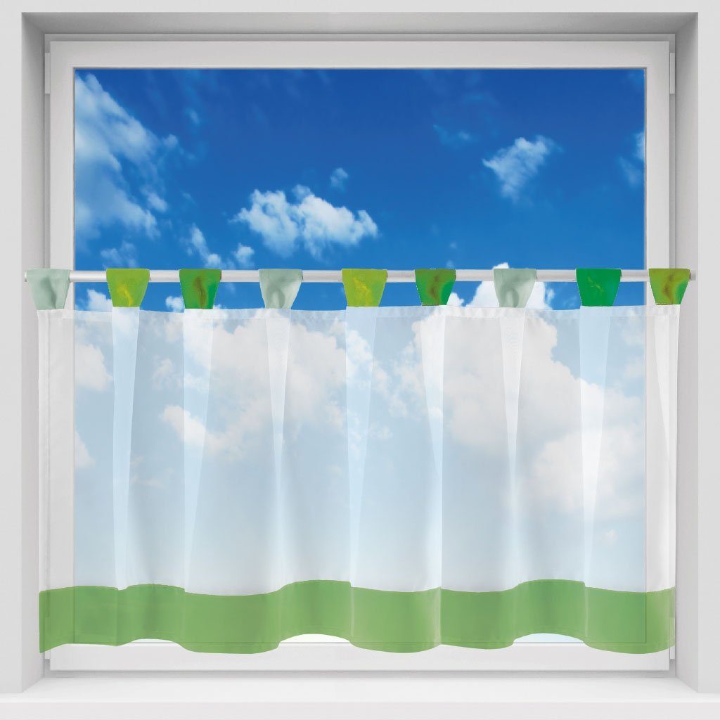 Arsvita Vorhang, Schlaufen, transparent, Voile, Bistrogardine mit Schlaufen, Transparente Küchengardine 150cm x 45cm