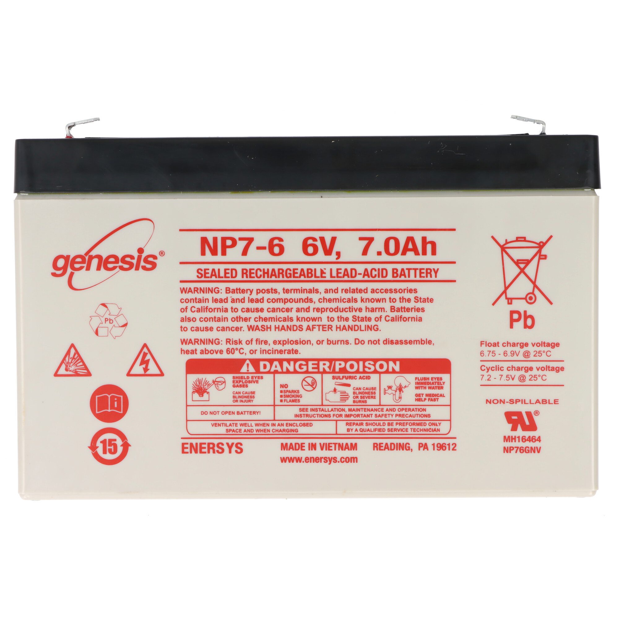 Hawker EnerSys Hawker Enersys Genesis NP7-6 Blei Akku 6 Volt 7000mAh Akku 7000 mAh (6,0 V)