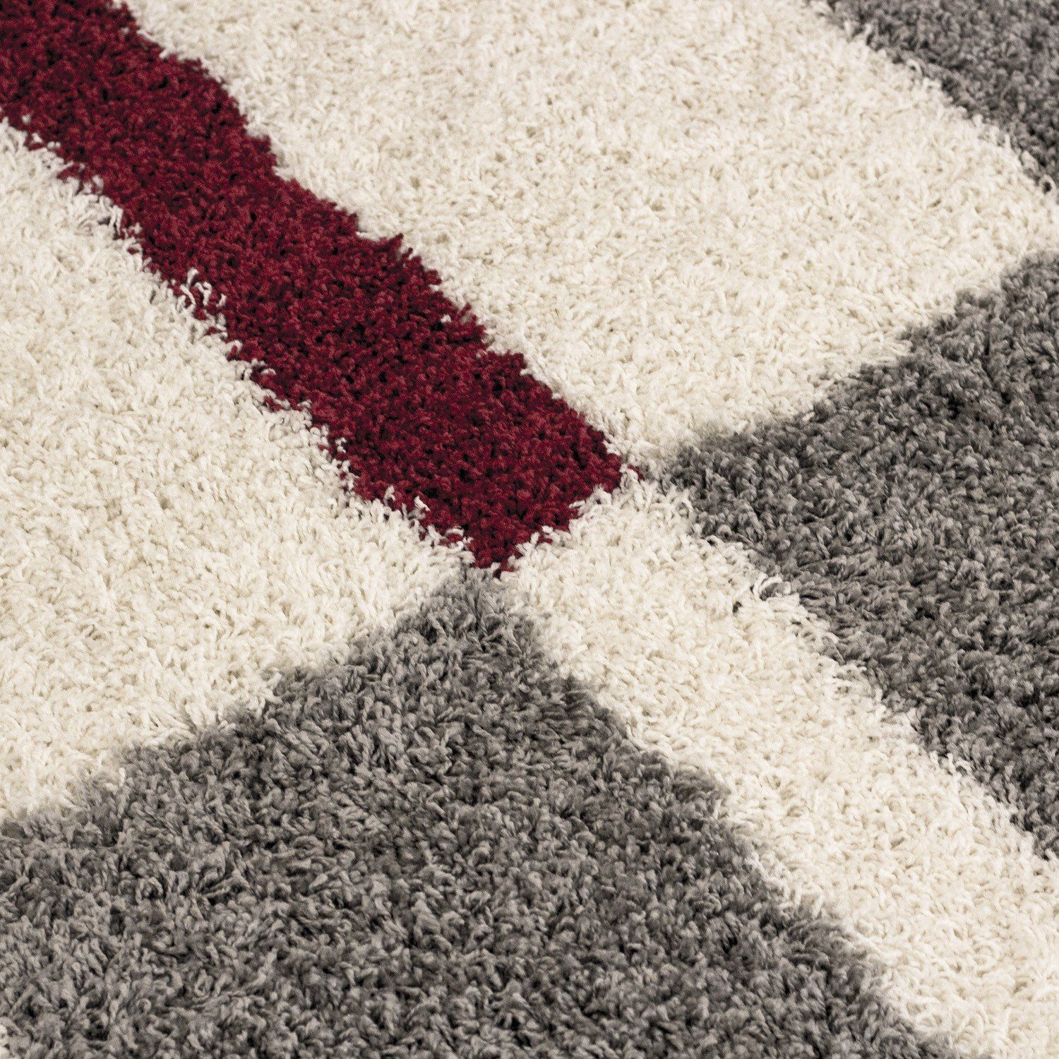 Rot Hochflor-Teppich Shaggy Hochflorteppich Miovani, 30 mm Langflor gestreift Höhe: Wohnzimmer,