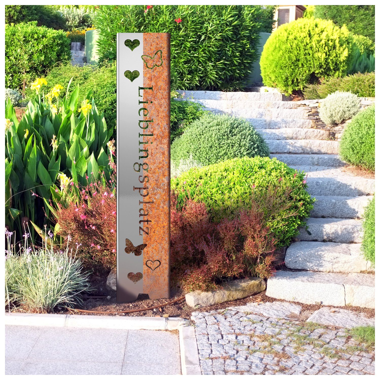 tuning-art Gartenstecker EW103-E Gartenstecker Gartenschild Lieblingsplatz Edelrost 120cm x21cm