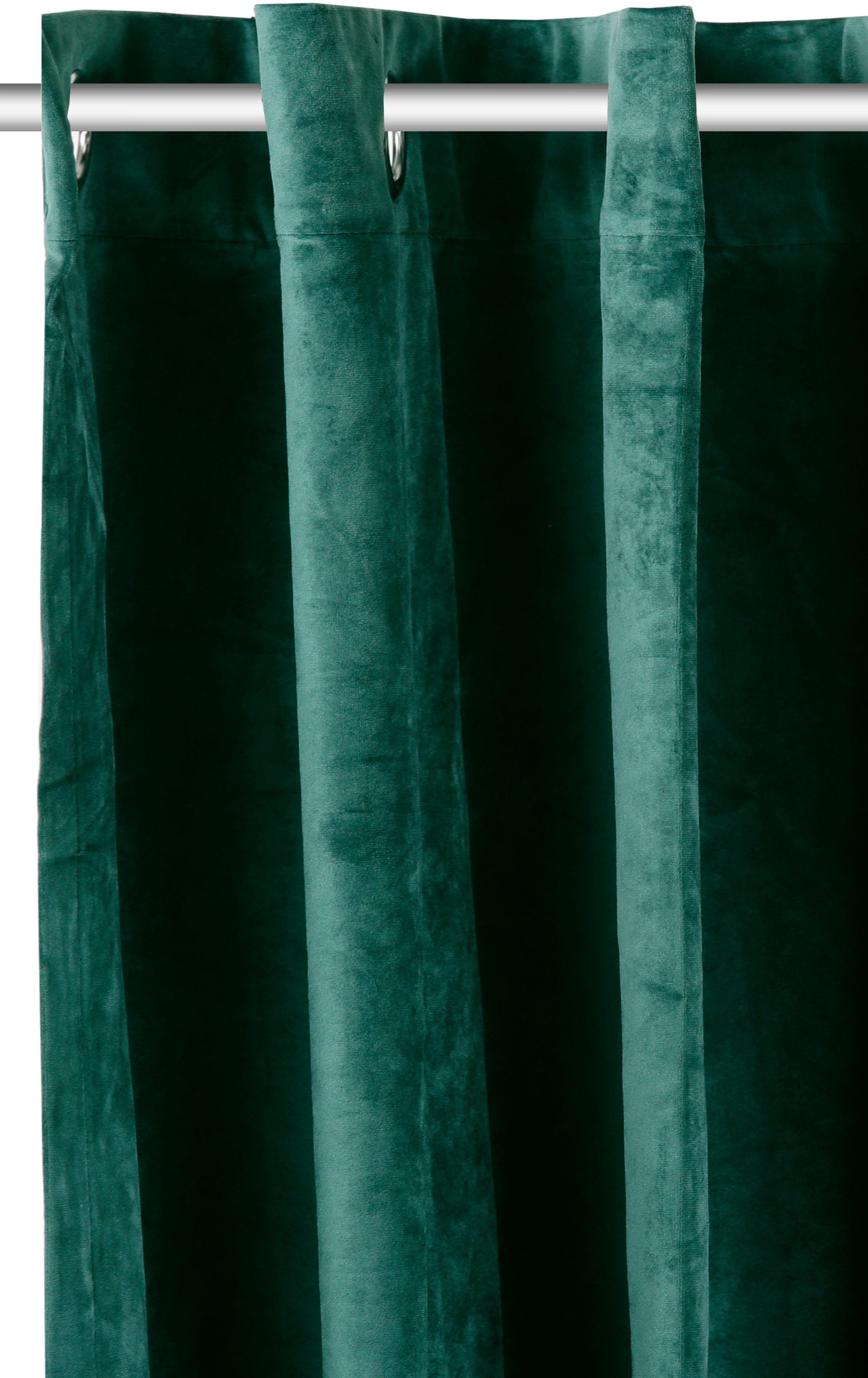 Uni, St), Ösen Velvet blickdicht, Samt Polyester, my dunkelgrün Vorhang home, (2