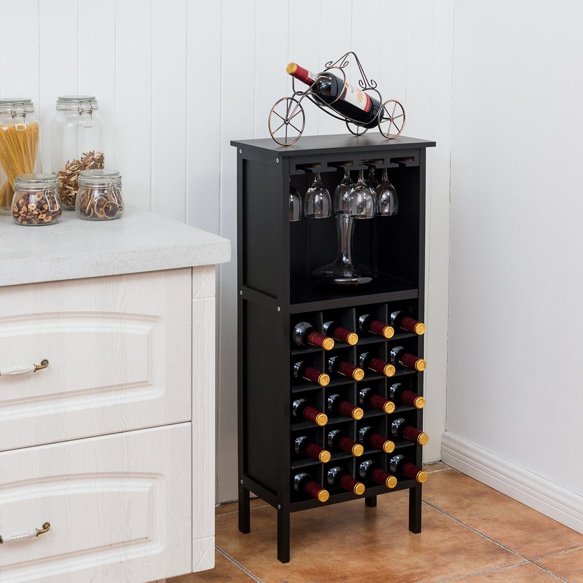 COSTWAY Weinregal, stehend, Holz, für 20 günstig online kaufen