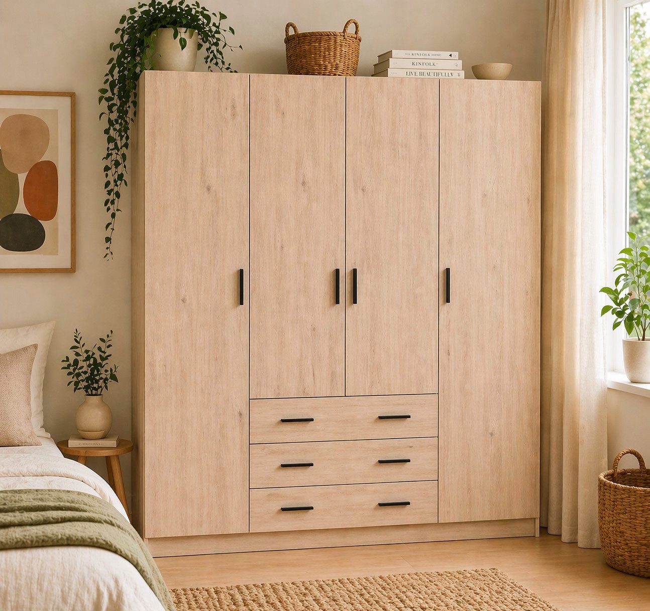 Home affaire Kleiderschrank Sprint, viel Stauraum, robuste Qualität, 3 Breiten 98, 147, 195 cm Breite 98,5/147 oder 195,5 cm, je mit Einlegeböden und Kleiderstange