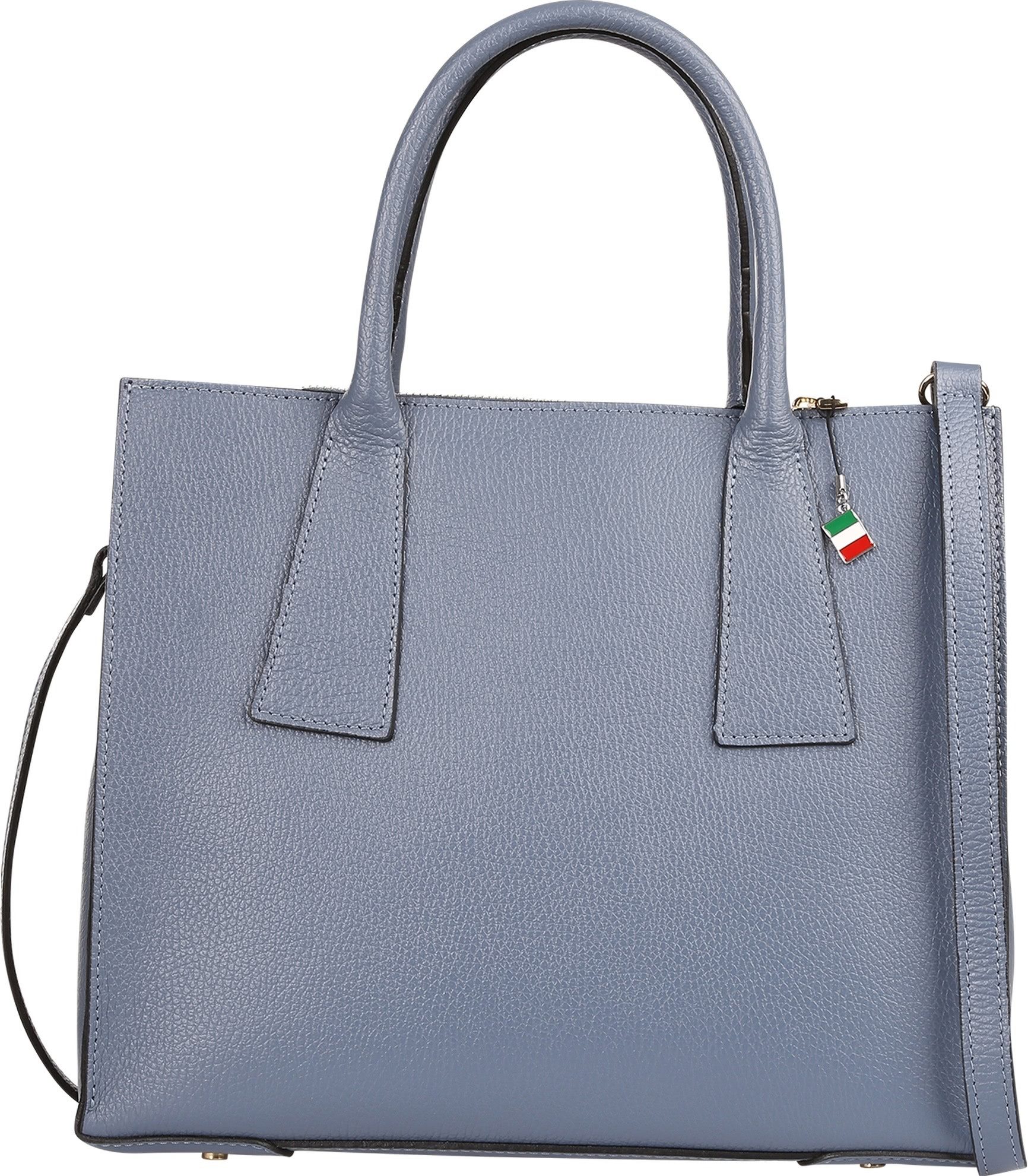 FLORENCE Handtasche Florence Damen Handtasche Leder Tasche (Handtasche), Damen Handtasche Leder, blau, grau ca. 32cm x 27cm hoch