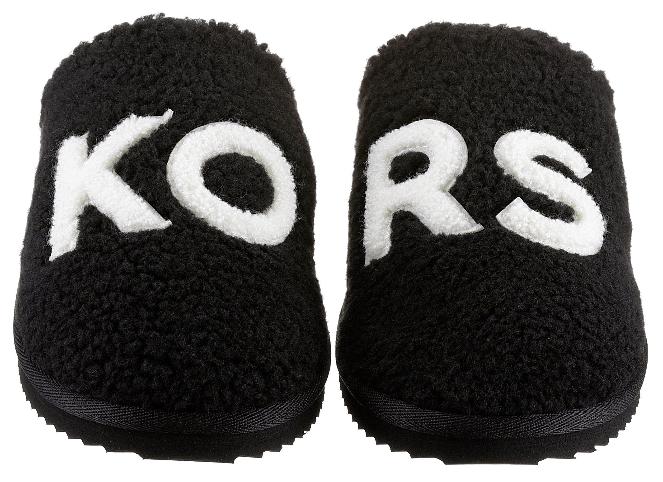 Pantoffel KORS JANIS SLIPPER schwarz-kombiniert mit Warmfutter MICHAEL