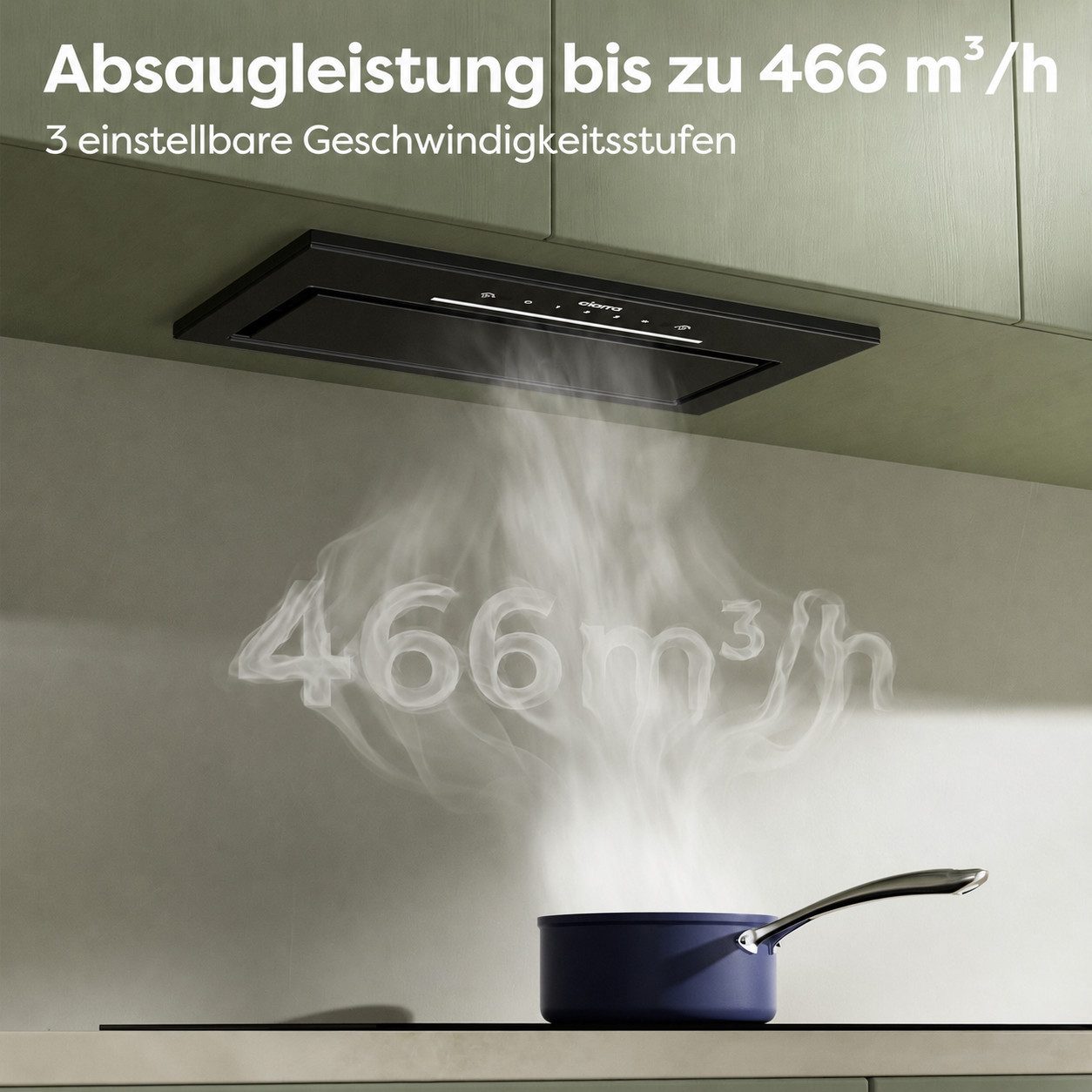 CIARRA Unterbauhaube 52 cm Einbauhaube 466 m³/h Touch & Wave Control VM5931A 52 cm Einbauhaube 466 m³/h Touch & Wave Control VM5931A, Einbau-Dunstabzugshaube Touch & Handgesten-Steuerung, Umluft & Abluft