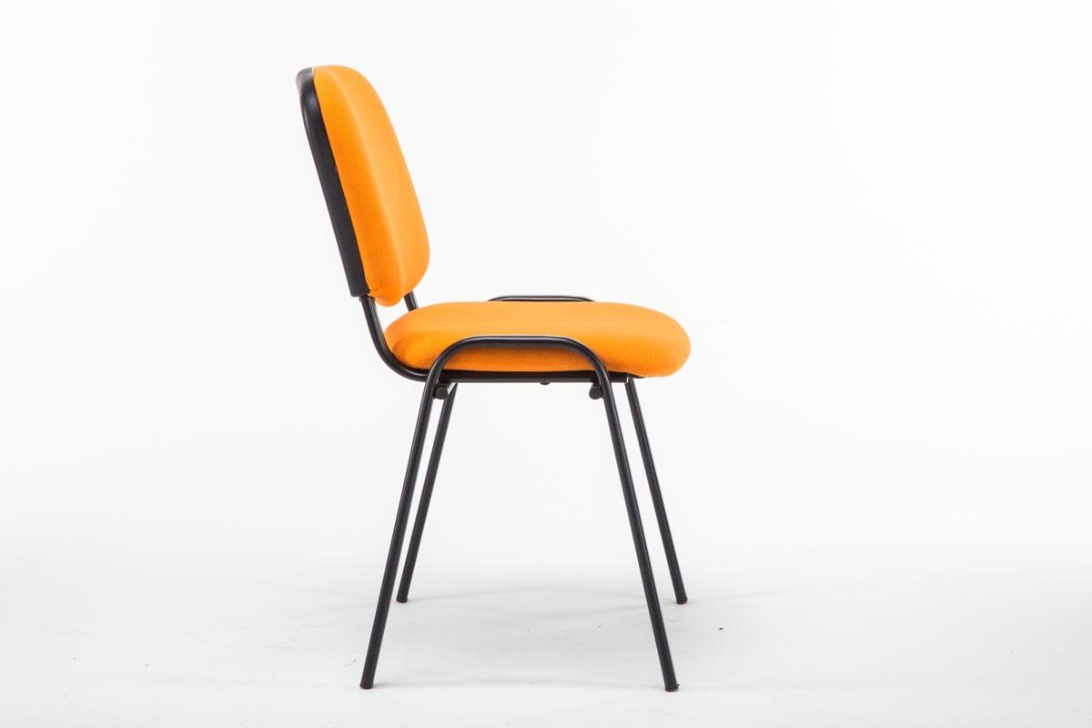 TPFLiving Besucherstuhl schwarz Gestell: (Besprechungsstuhl Keen - Warteraumstuhl - Konferenzstuhl hochwertiger mit orange Sitzfläche: - Stoff Metall Polsterung Messestuhl), 