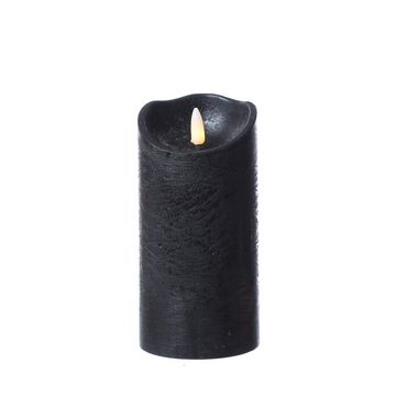 MARELIDA LED-Kerze Rustik Optik Echtwachs flackernd H: 15cm D: 7,5cm Timer schwarz