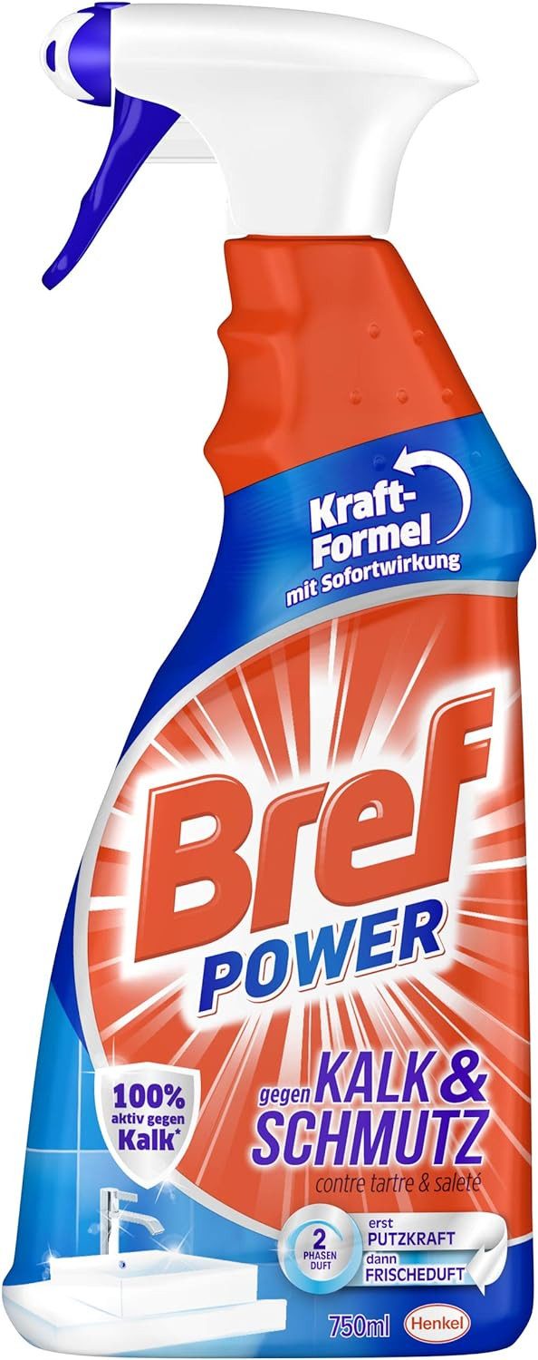 Bref Power Bref Power Kalk & Schmutz Badreiniger Sprühflasche 750ml Reinigungsspray (1-St. für hygienische Sauberkeit mit Sofortwirkung)