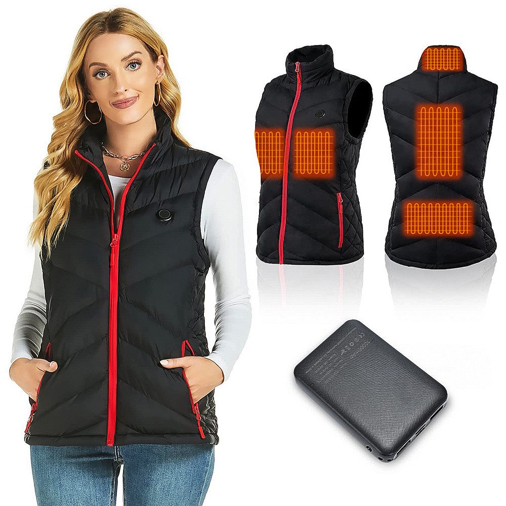 Mincoo Funktionsweste WinterWeste für Damen,Heizweste Damen Wiederaufladbare USB-Weste mit Taschen
