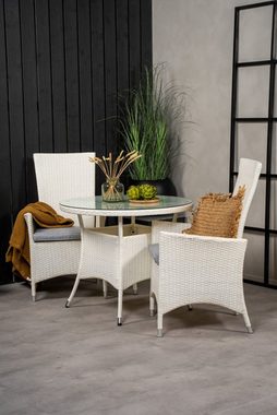 ebuy24 Garten-Essgruppe Volta Gartenset Tisch Ø90cm und 2 Stühle Padova we, (3-tlg)