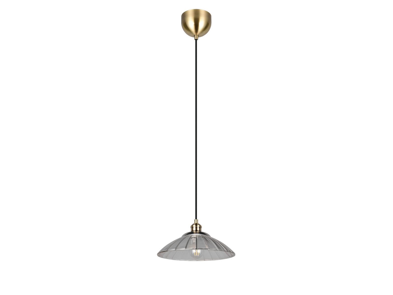 Reality Leuchten LED Pendelleuchte mit fächerförmigem Glasschirm Ø 29,5cm, Leuchtmittel dimmbar, LED wechselbar, Warmweiß, Designklassiker Hängelampe einflammig, Deckenlampe hängend mit E27 LED