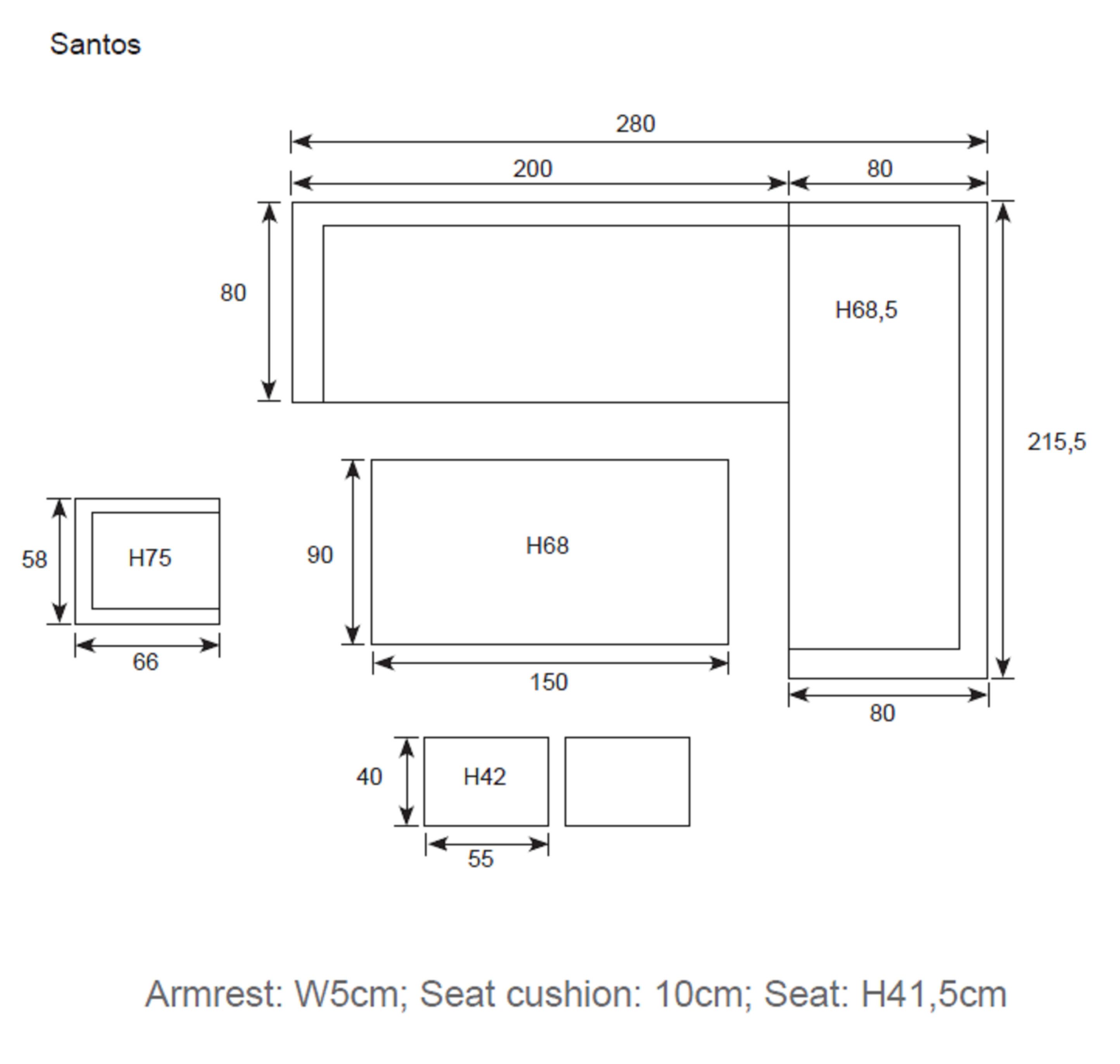 Garden Impressions Gartenlounge-Set "Santos rechts", Holz Gartenmöbelset, (Set, Akazie, Ecklounge, Esstisch, Sessel, 2 Hocker, inkl. Auflagen), inkl. wasserabweisende Kissen, Rope Geflecht