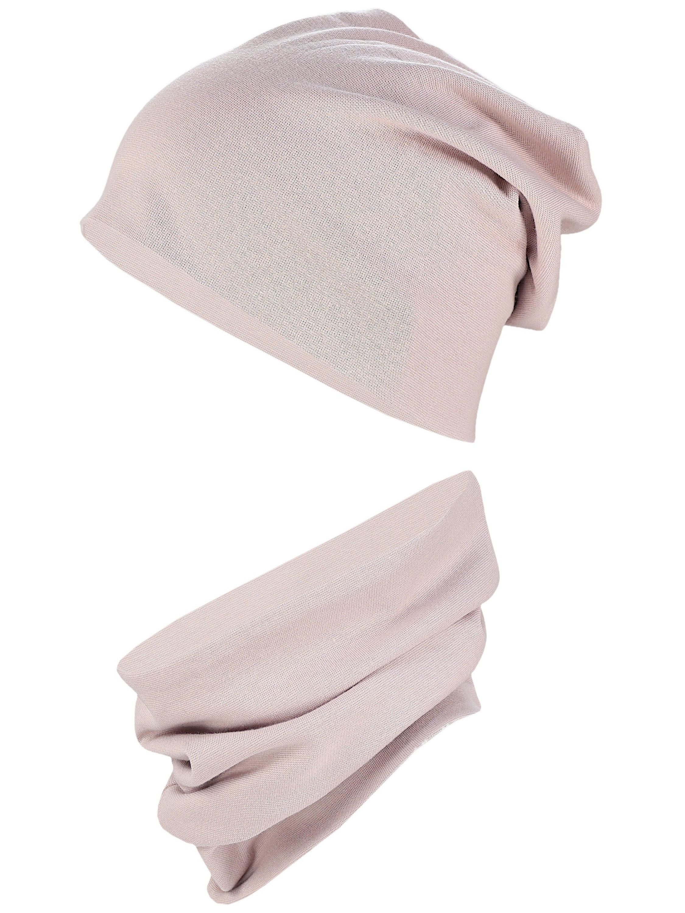 TupTam Beanie Kinder Beanie Mütze Schlauchschal Set aus Jersey und Rippstoff