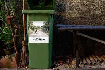 MuchoWow Wandsticker Australien - Känguru - Straßen (1 St), Mülleimer-aufkleber, Mülltonne, Sticker, Container, Abfalbehälter