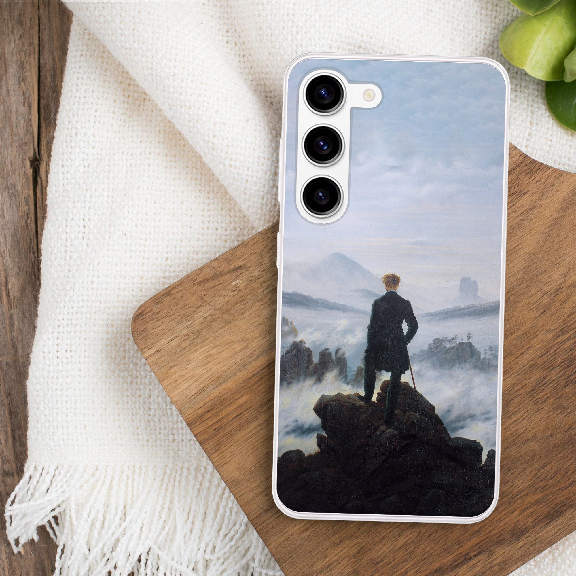 MuchoWow Handyhülle für Samsung Galaxy S23 Der Wanderer über dem Nebelmeer - Caspar David, Phone Case, Silikon, Schutzhülle Dünn