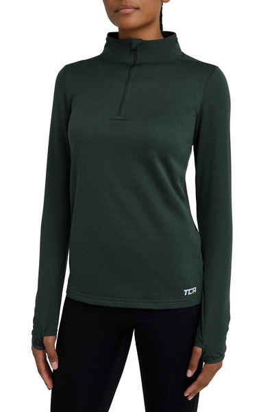 TCA Langarmshirt Damen Sport Shirt Langarm Laufshirt Fitness Yoga - Dunkelgrün, XS (1-tlg)