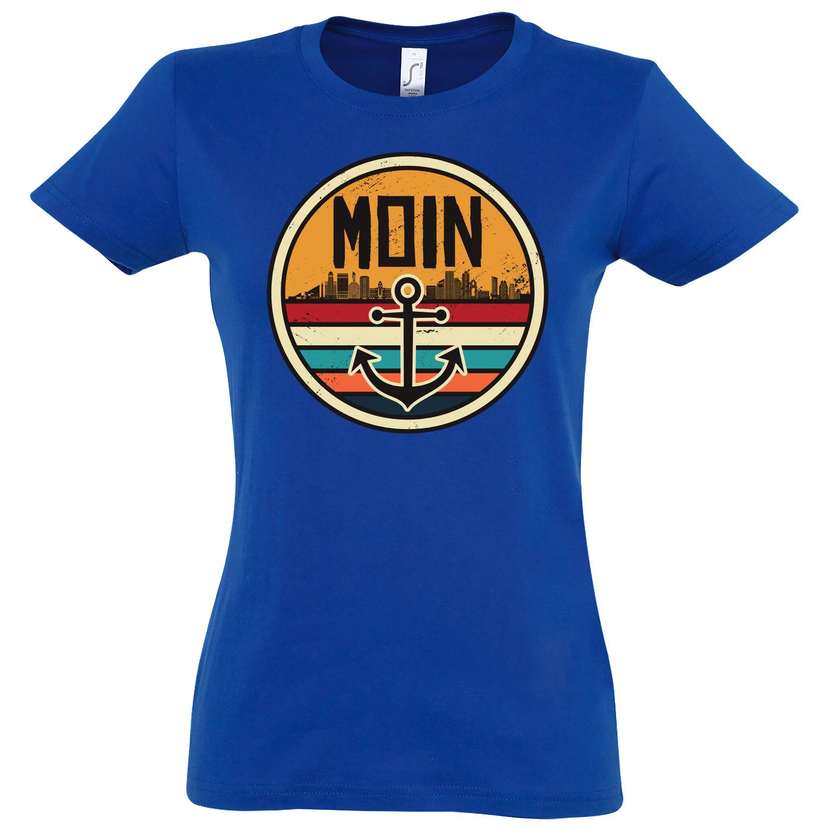 Youth Designz Print-Shirt Moin Spruch Damen T-Shirt mit Anker Logo Print und Spruch Royalblau