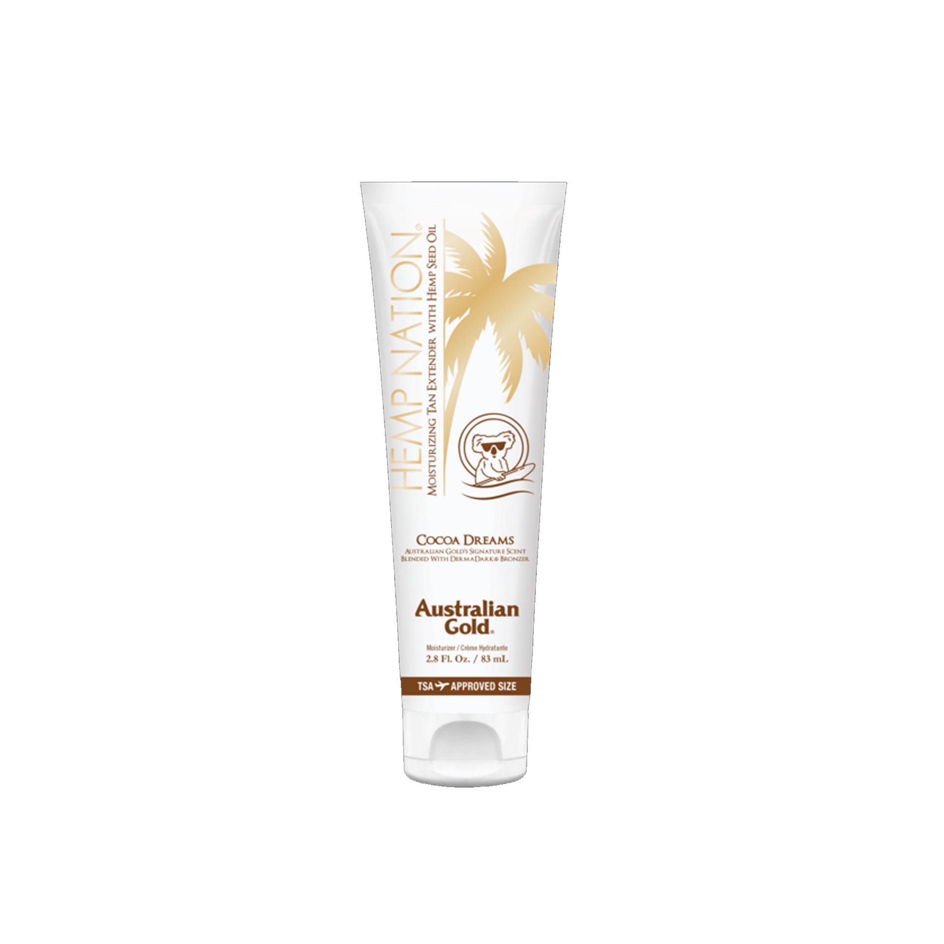 Australian Gold Selbstbräunungslotion Cocoa Dreams Tan Extender 83ml, Aloe Vera, Hanf, Derma Dark