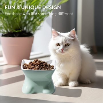 Navaris Napf-Set Futternapf Katze 2er Set - erhöhter Keramik Napf - Design Fressnapf