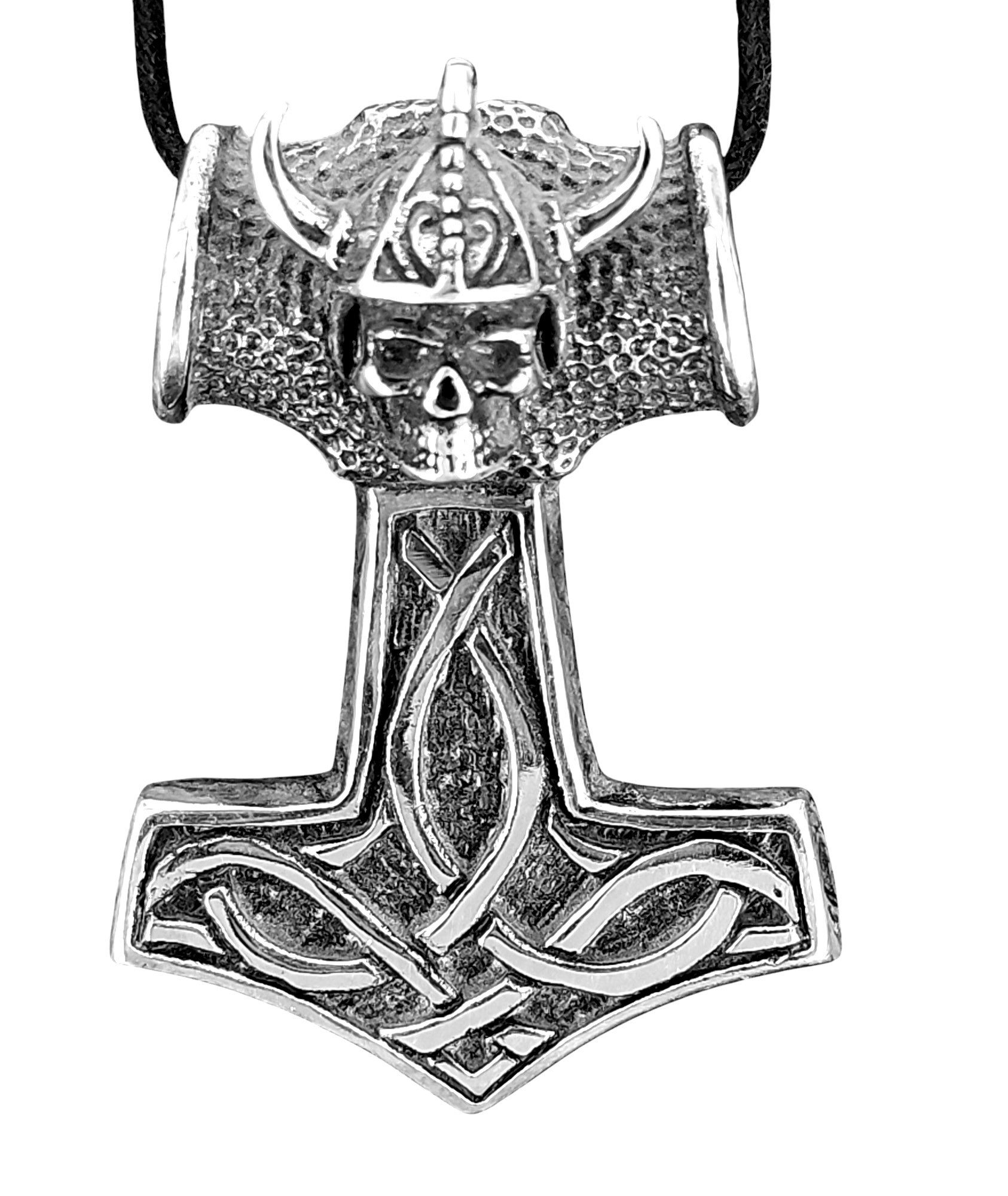 Kiss of Leather Kettenanhänger Thorshammer Anhänger Edelstahl Thor Hammer Wikinger Schädel Helm