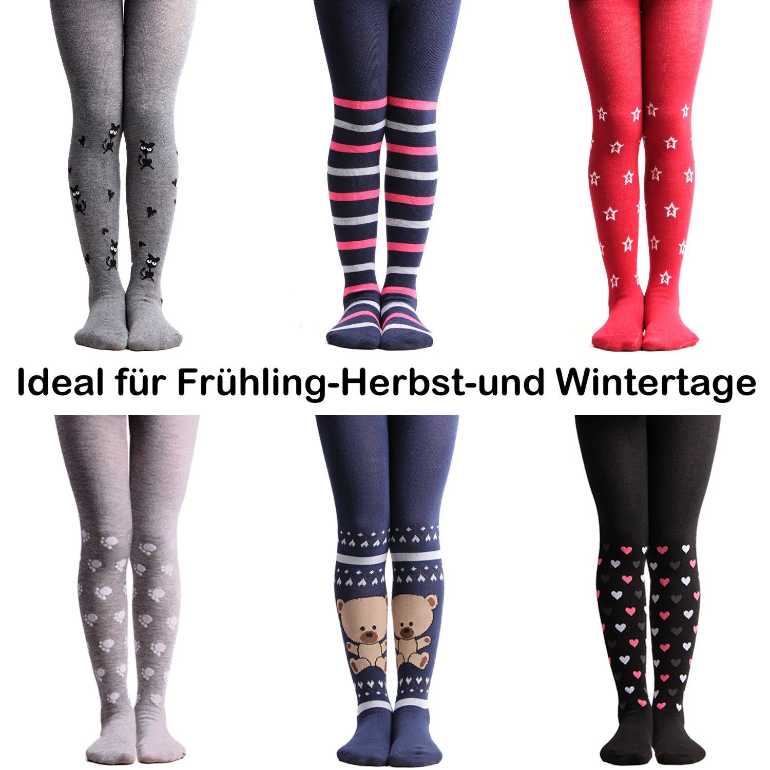 L&K-II Strickstrumpfhose 27256 (6er-Packung) aus Baumwolle mit hübschen Motiven – Bild 2 von 5