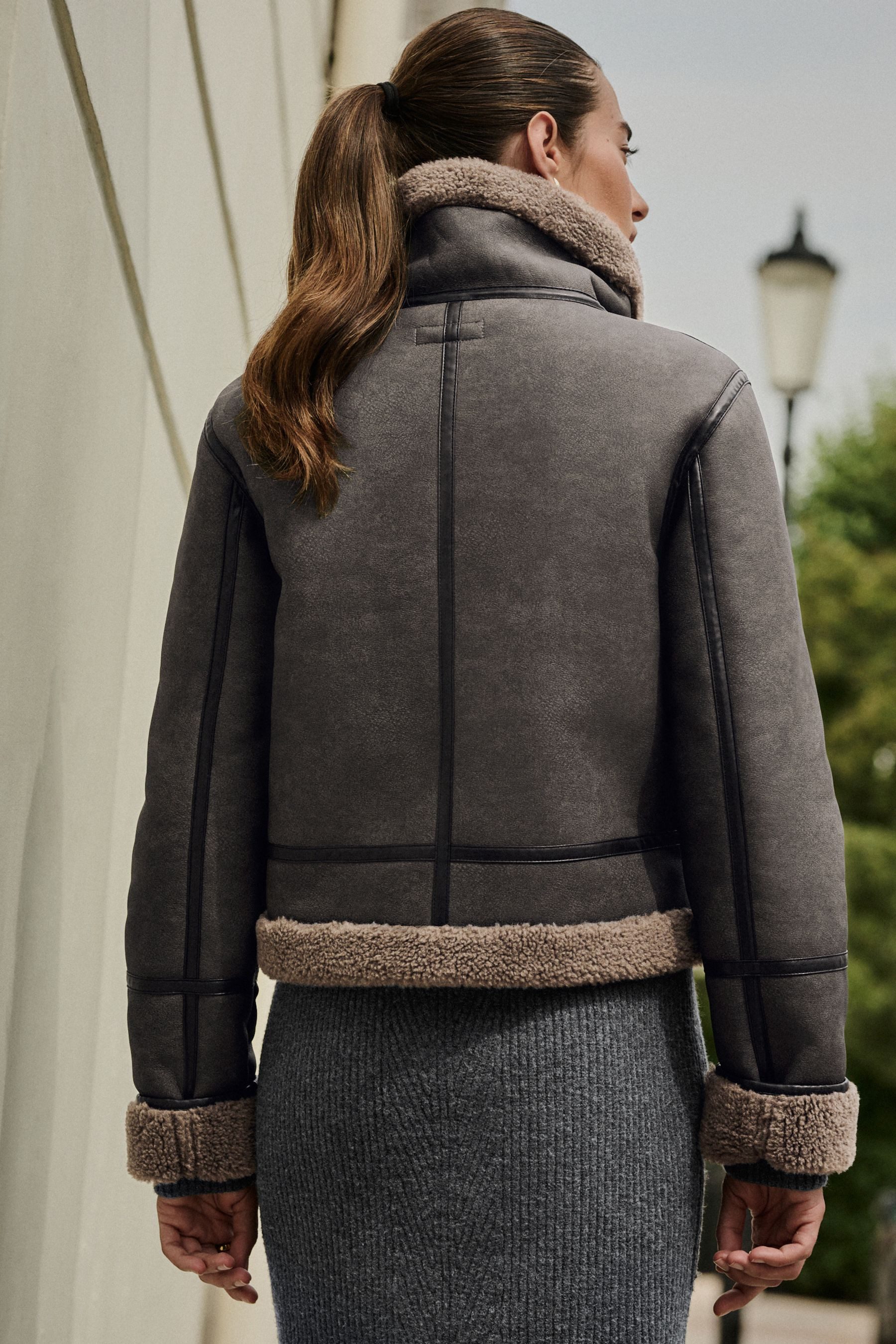 Next Pilotenjacke Pilotenjacke mit Borgfutter, Kurzgröße günstig online kaufen